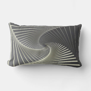 grey yellow twirl lumbar pillow