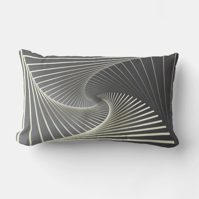 grey yellow twirl lumbar pillow (Front)