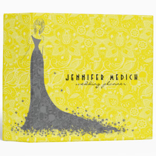 Grey & Yellow Wedding Dress & Vintage Lace Binder