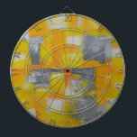 grey yellow white abstract art painting dartboard<br><div class="desc">grey yellow white abstract art painting</div>