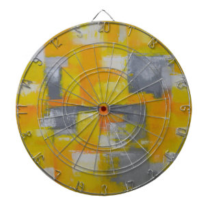 grey yellow white abstract art painting dartboard