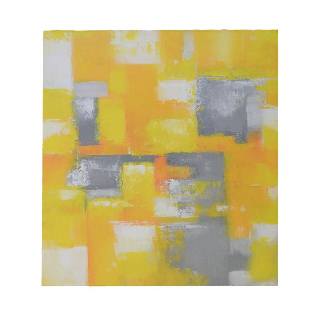 grey yellow white abstract art painting notepad (Front)