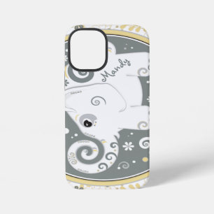 Grey Yellow White Elephant Floral iPhone 12 Mini Case