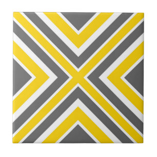 Grey Yellow White Geometric Tile