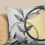 Grey & Yellow Zen Watercolor Leaves Throw Pillow<br><div class="desc">Grey throw pillow features an artistic abstract design in a yellow and grey colour palette. An artistic abstract design features a watercolor leaf and a geometric circle composition with shades of grey and yellow with black and silver accents accents on a light background. This abstract composition is built on combinations...</div>