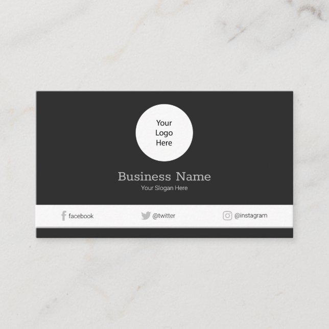 Grey Your Logo Modern Social Media Icon Business Card (Front)