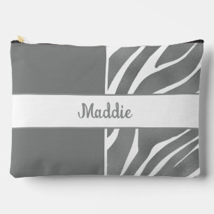 Grey Zebra Stripes Pattern  Accessory Pouch