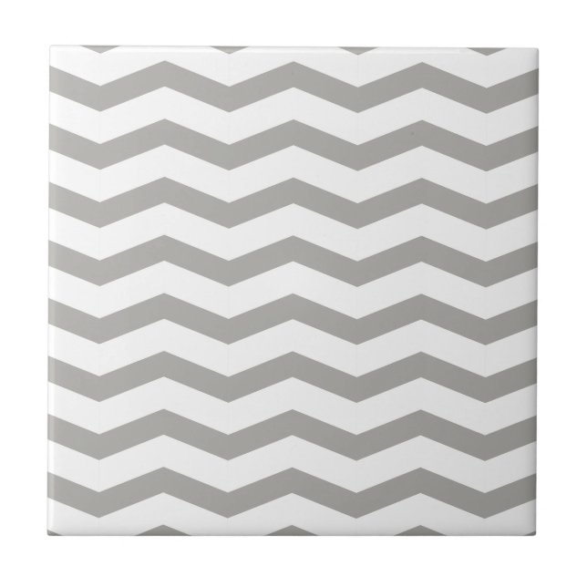 Grey zigzag chevron pattern custom ceramic tiles (Front)