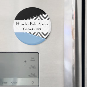 Grey Zigzag, Chevron, Zigzag Pattern, Baby Shower Magnet