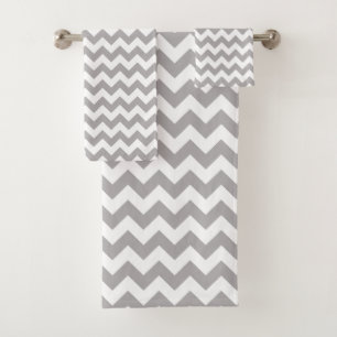 Grey Zigzag, Grey Chevron, Geometric Pattern Bath Towel Set