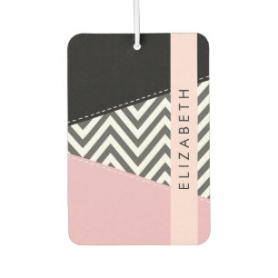 Grey Zigzag, Grey Chevron, Pink, Your Name Air Freshener
