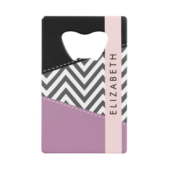 Grey Zigzag, Grey Chevron, Purple, Votre Nom (Devant)