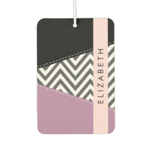 Grey Zigzag, Grey Chevron, Purple, Your Name Air Freshener