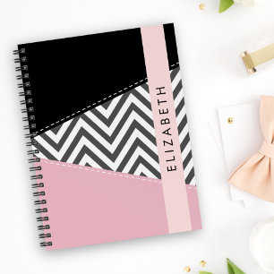 Grey Zigzag, Grey Chevron, Rose, Votre Nom