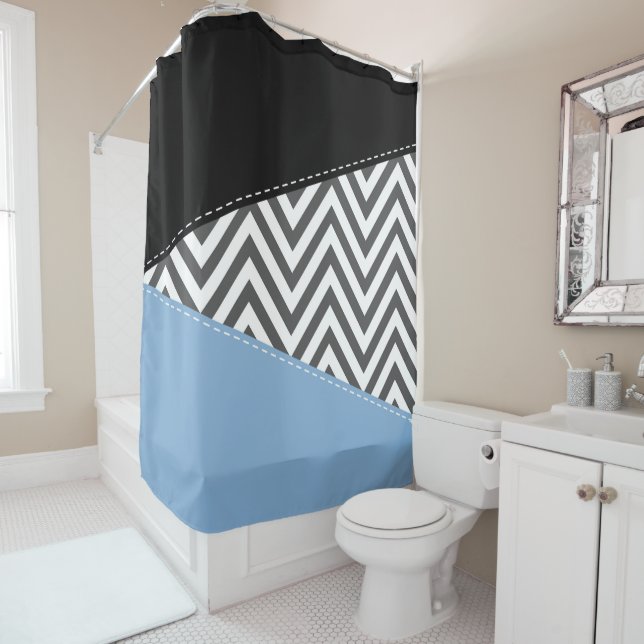 Grey Zigzag, Grey Chevron, Zigzag Pattern, Blue (In Situ)