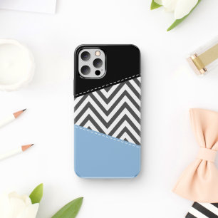 Grey Zigzag, Grey Chevron, Zigzag Pattern, Blue iPhone 11 Case