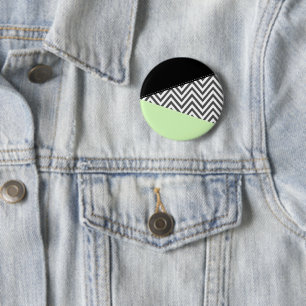 Grey Zigzag, Grey Chevron, Zigzag Pattern, Mint 2 Inch Round Button