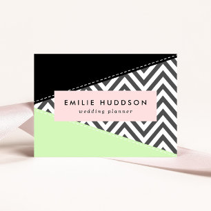 Grey Zigzag, Grey Chevron, Zigzag Pattern, Mint Business Card