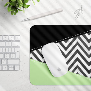 Grey Zigzag, Grey Chevron, Zigzag Pattern, Mint Mouse Pad