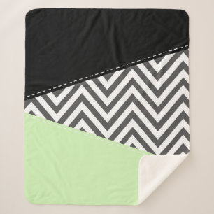Grey Zigzag, Grey Chevron, Zigzag Pattern, Mint Sherpa Blanket