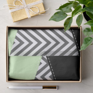 Grey Zigzag, Grey Chevron, Zigzag Pattern, Mint Tissue Paper