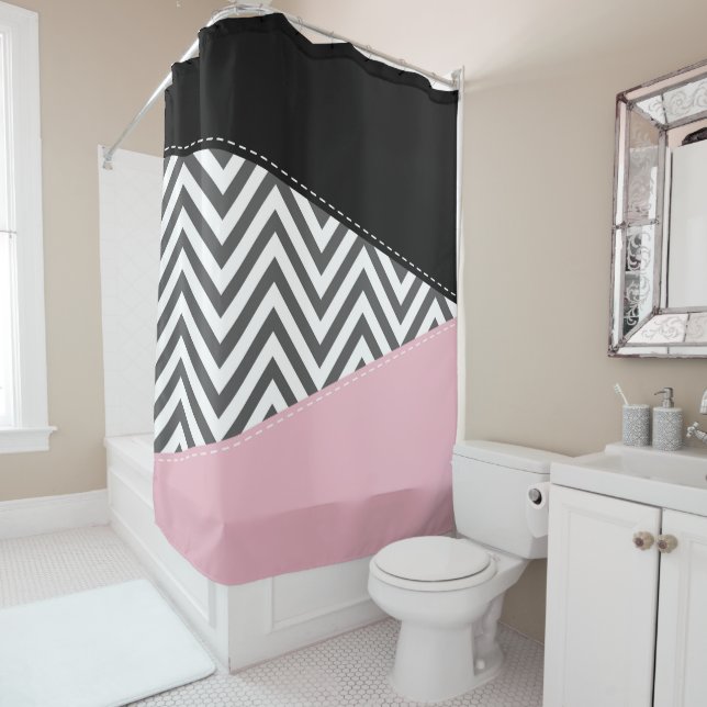 Grey Zigzag, Grey Chevron, Zigzag Pattern, Pink (In Situ)