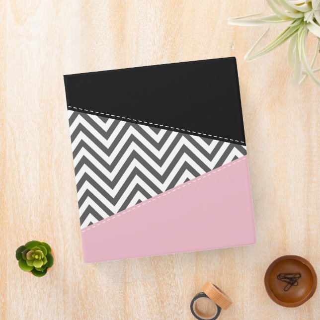 Grey Zigzag, Grey Chevron, Zigzag Pattern, Pink Binder (In Situ)