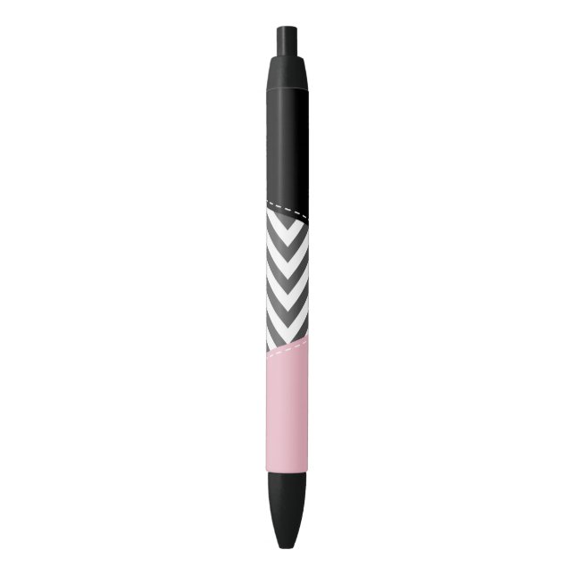 Grey Zigzag, Grey Chevron, Zigzag Pattern, Pink Black Ink Pen (Front Vertical)