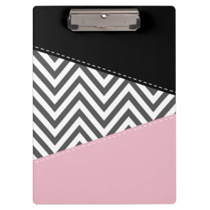 Grey Zigzag, Grey Chevron, Zigzag Pattern, Pink Clipboard