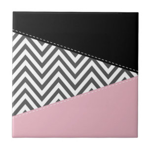 Grey Zigzag, Grey Chevron, Zigzag Pattern, Pink Tile