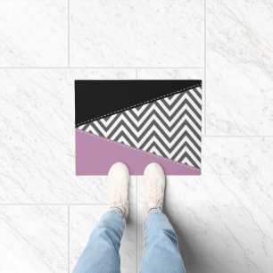 Grey Zigzag, Grey Chevron, Zigzag Pattern, Purple Doormat