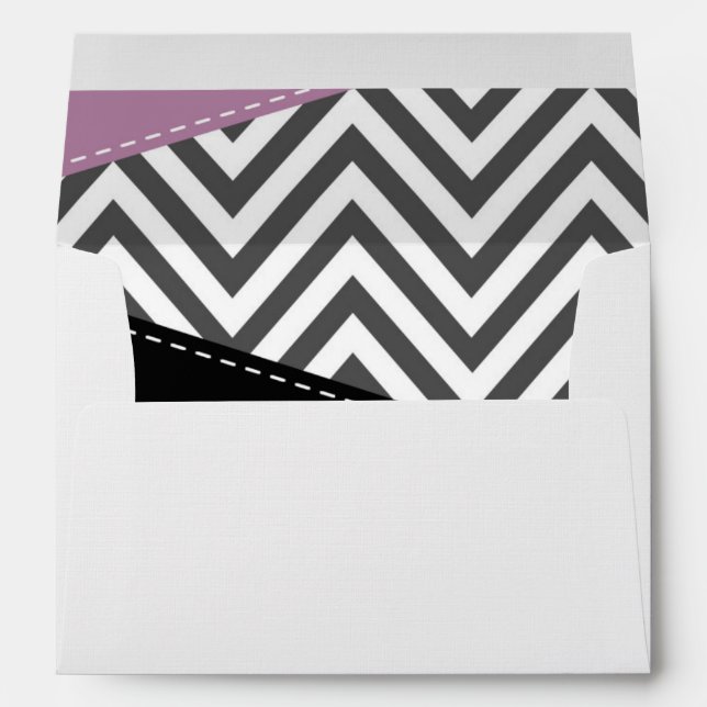 Grey Zigzag, Grey Chevron, Zigzag Pattern, Purple Envelope (Back (Bottom))