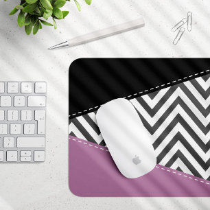 Grey Zigzag, Grey Chevron, Zigzag Pattern, Purple Mouse Pad