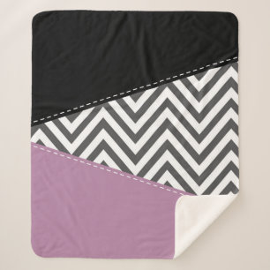 Grey Zigzag, Grey Chevron, Zigzag Pattern, Purple Sherpa Blanket
