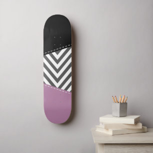 Grey Zigzag, Grey Chevron, Zigzag Pattern, Purple Skateboard
