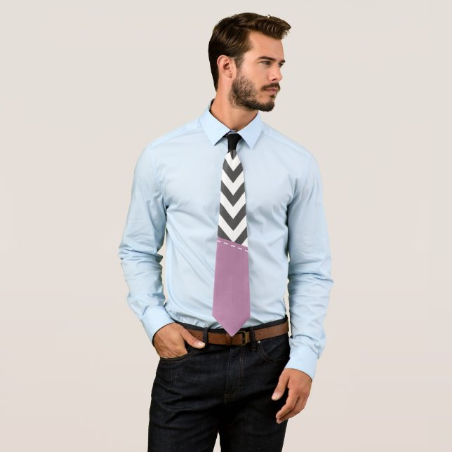Grey Zigzag, Grey Chevron, Zigzag Pattern, Purple Tie (In Situ)