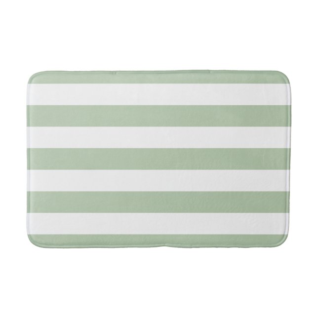 Greyed Jade and White Striped Bath Mat (Front)