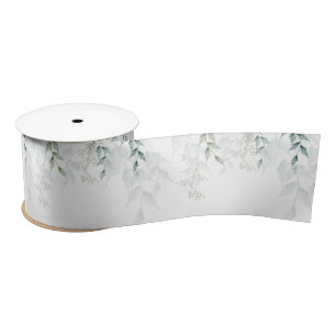 Greyed Jade Green Botanical Satin Ribbon