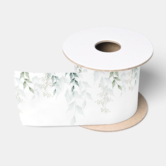 Greyed Jade Green Botanical Satin Ribbon (Spool)