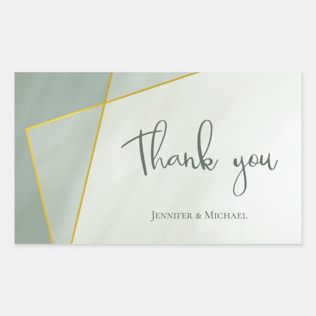 greyed jade modern gold frame wedding sticker (Front)