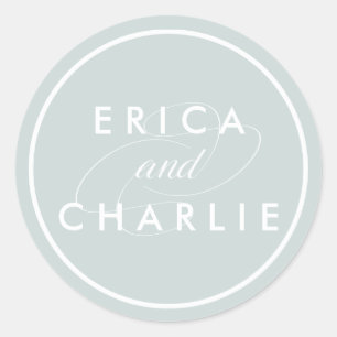 Greyed Jade Personalized Wedding Classic Round Sticker