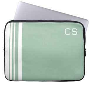 Greyed Jade Trio Stripes with White Laptop Sleeve