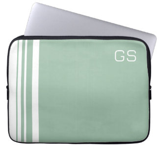 Greyed Jade Trio Stripes with White Laptop Sleeve