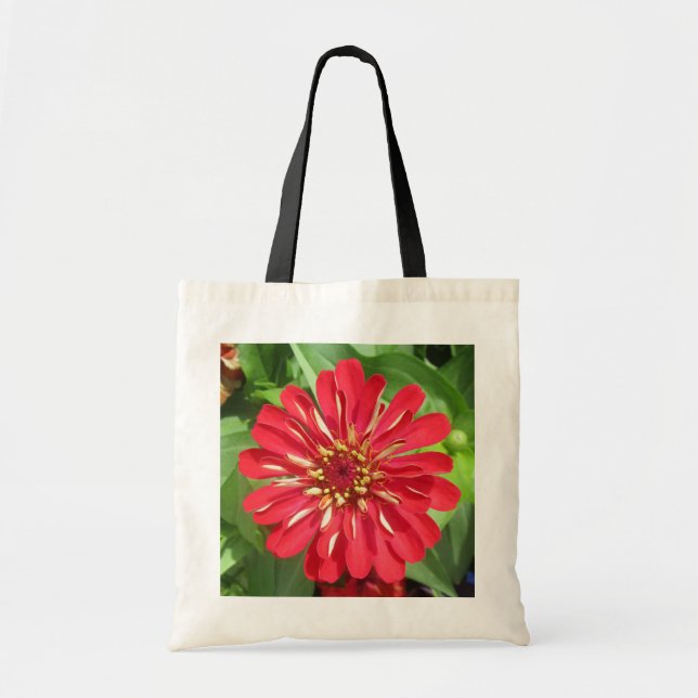 greyforaday Red Floral Tote (Front)