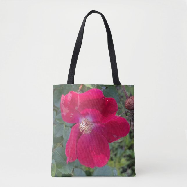 greyforaday Red Floral Tote Bag (Front)