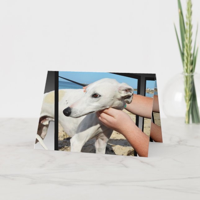 Greyhound 3D Effect Birthday Greeting Card (Front)