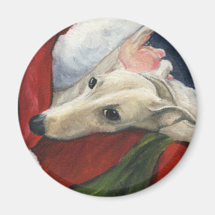 "Greyhound and Père Noël" Dog Art Magnet
