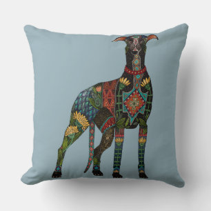greyhound azure blue throw pillow