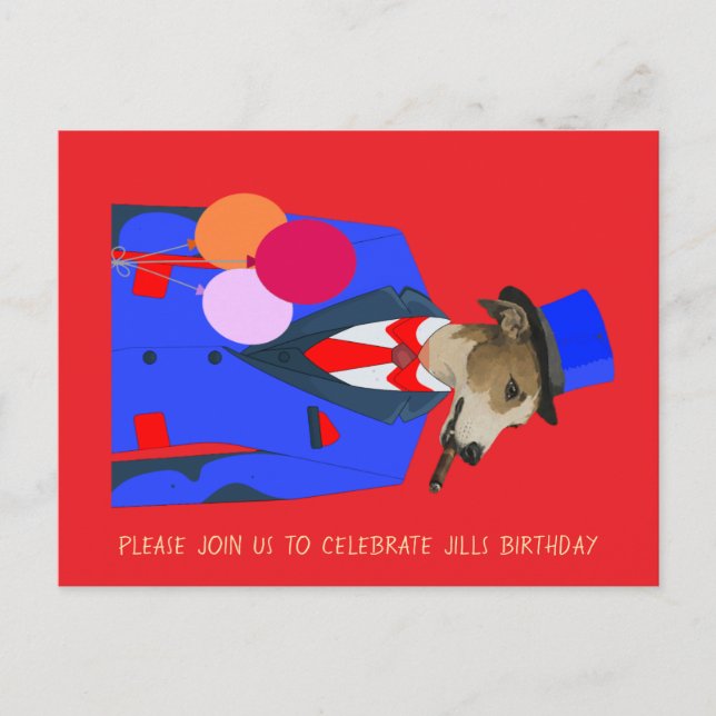 Greyhound Birthday Invitation Card Design (Front)