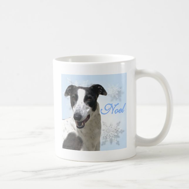 Greyhound Black & White Noel2 Coffee Mug (Right)